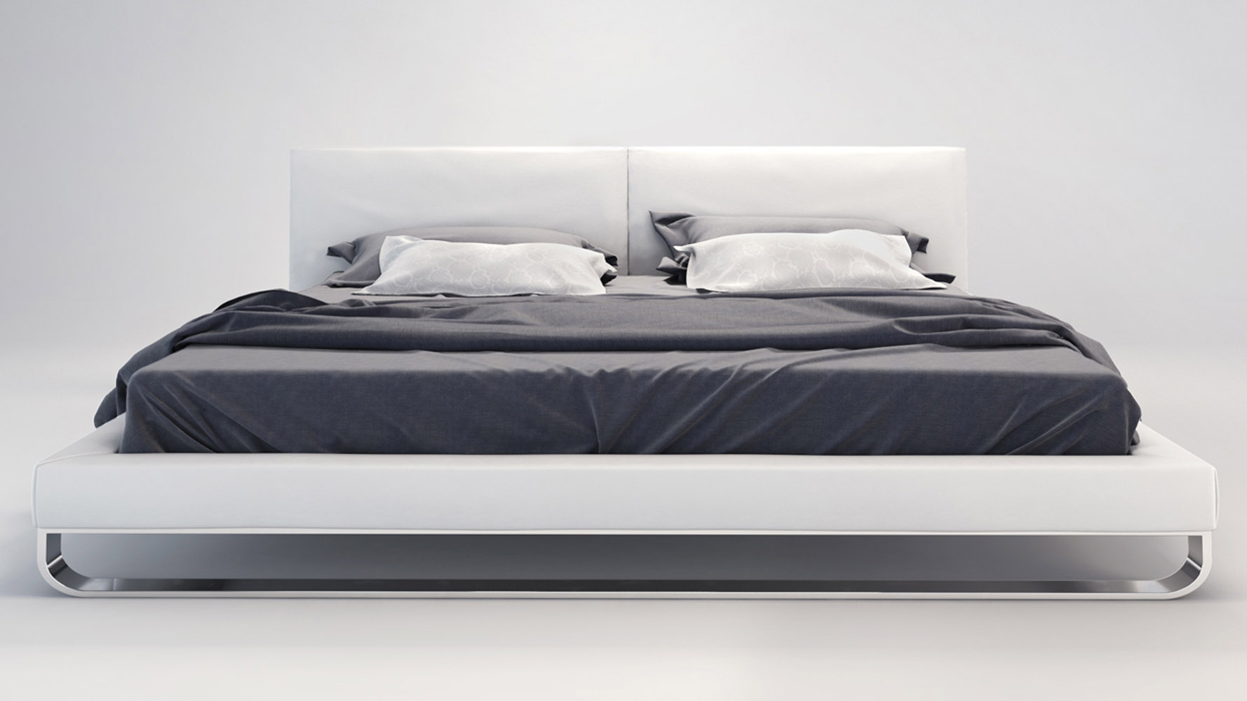 Yuri White Leather Lucca Bed